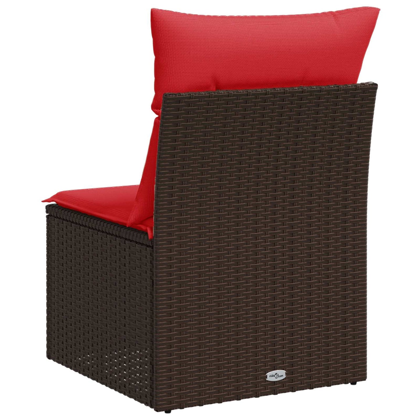 Divano da giardino senza braccioli con cuscini marrone in polyrattan