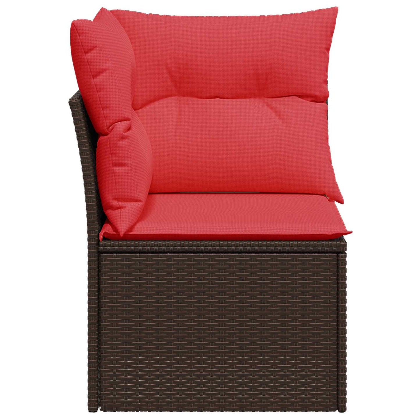Divano da giardino angolare con cuscini marrone in polyrattan