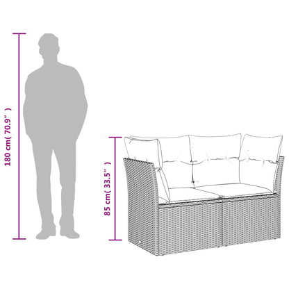 Divano da giardino con cuscini a 2 posti marrone in polyrattan