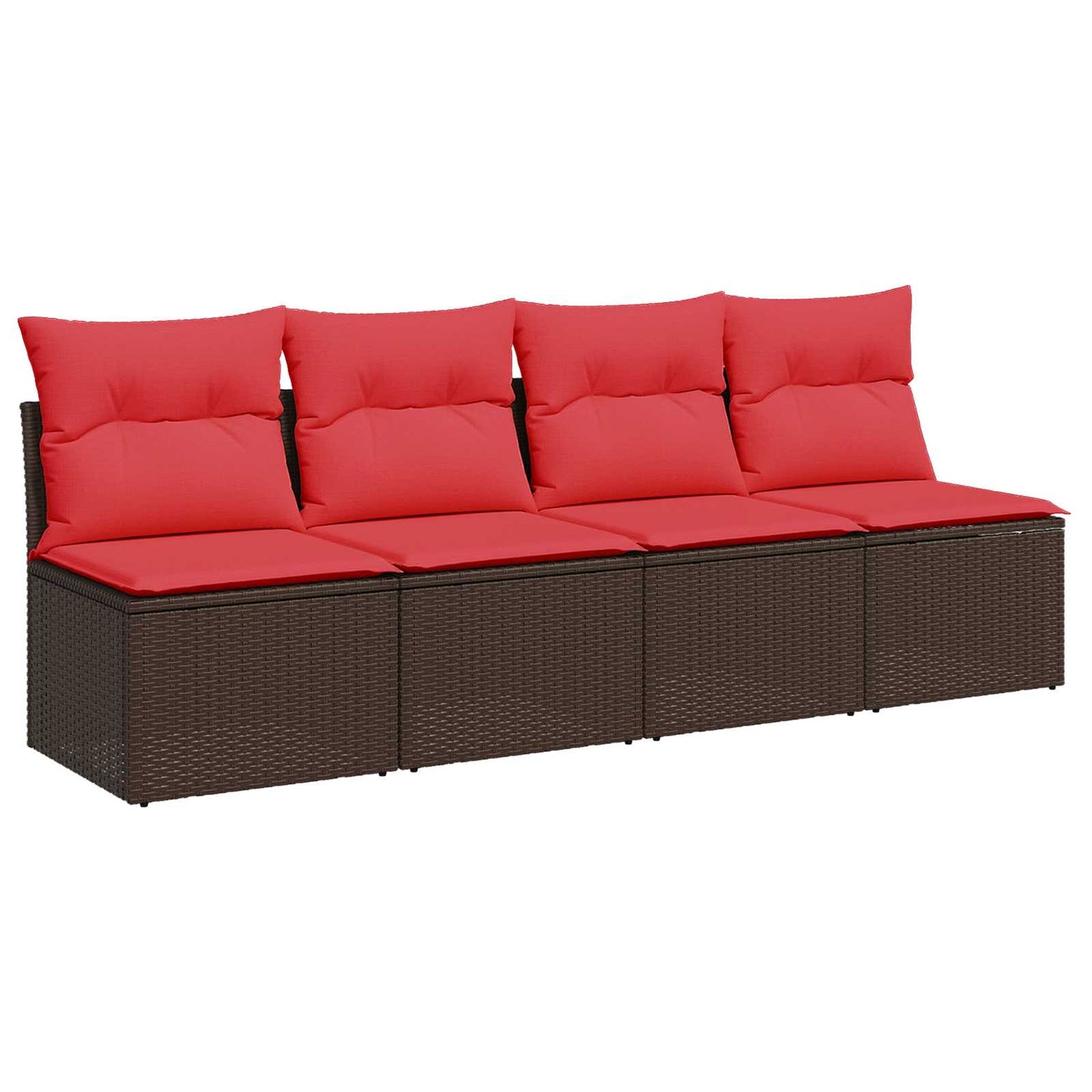 Divano da giardino con cuscini 4 posti marrone in polyrattan