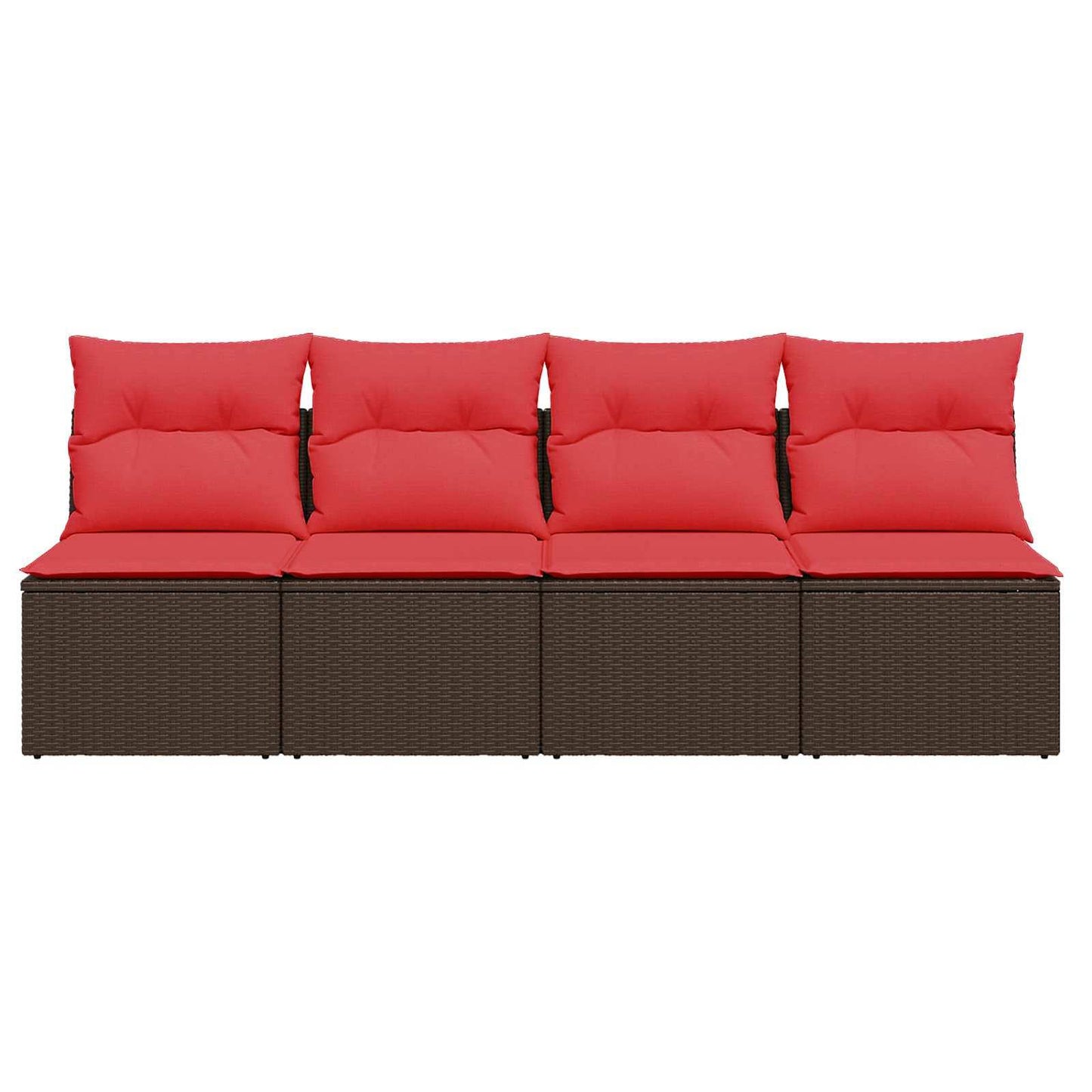 Divano da giardino con cuscini 4 posti marrone in polyrattan