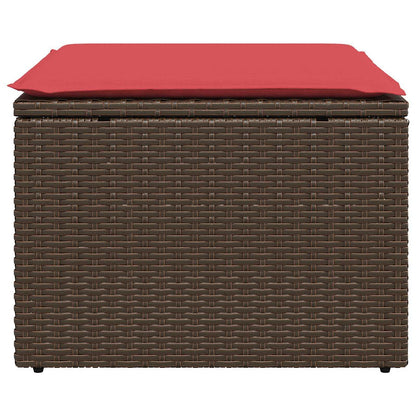 Sgabello da giardino con cuscino marrone 55x55x37 cm in polyrattan
