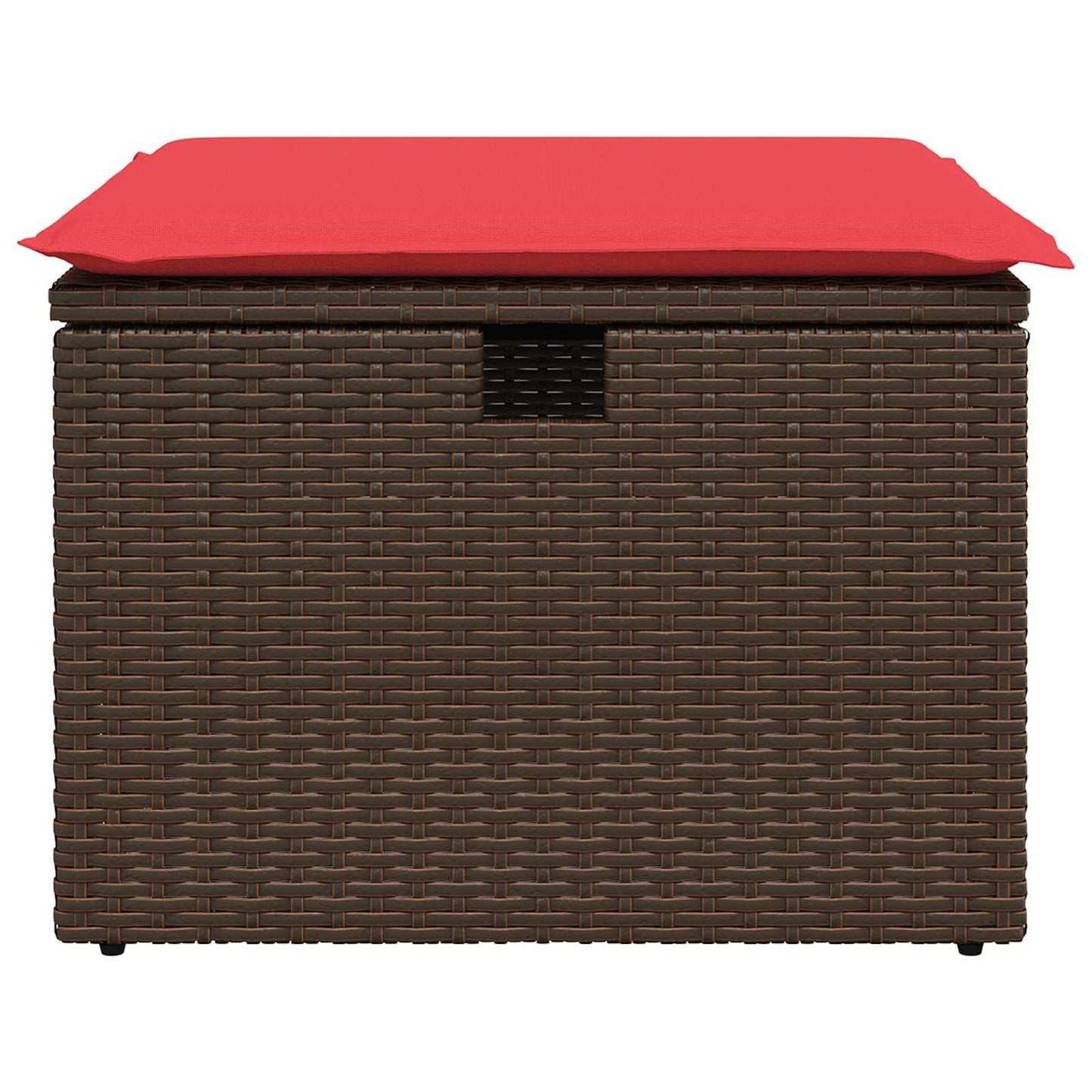 Sgabello da giardino con cuscino marrone 55x55x37 cm in polyrattan