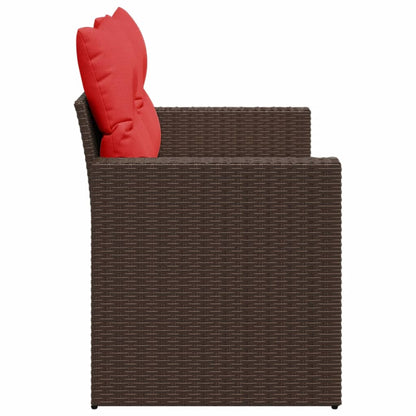 Divano da giardino con cuscini a 2 posti marrone in polyrattan