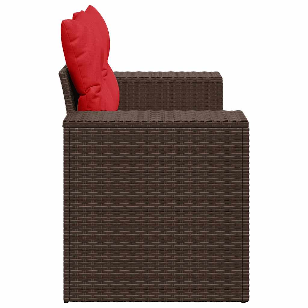 Divano da giardino con cuscini a 2 posti marrone in polyrattan