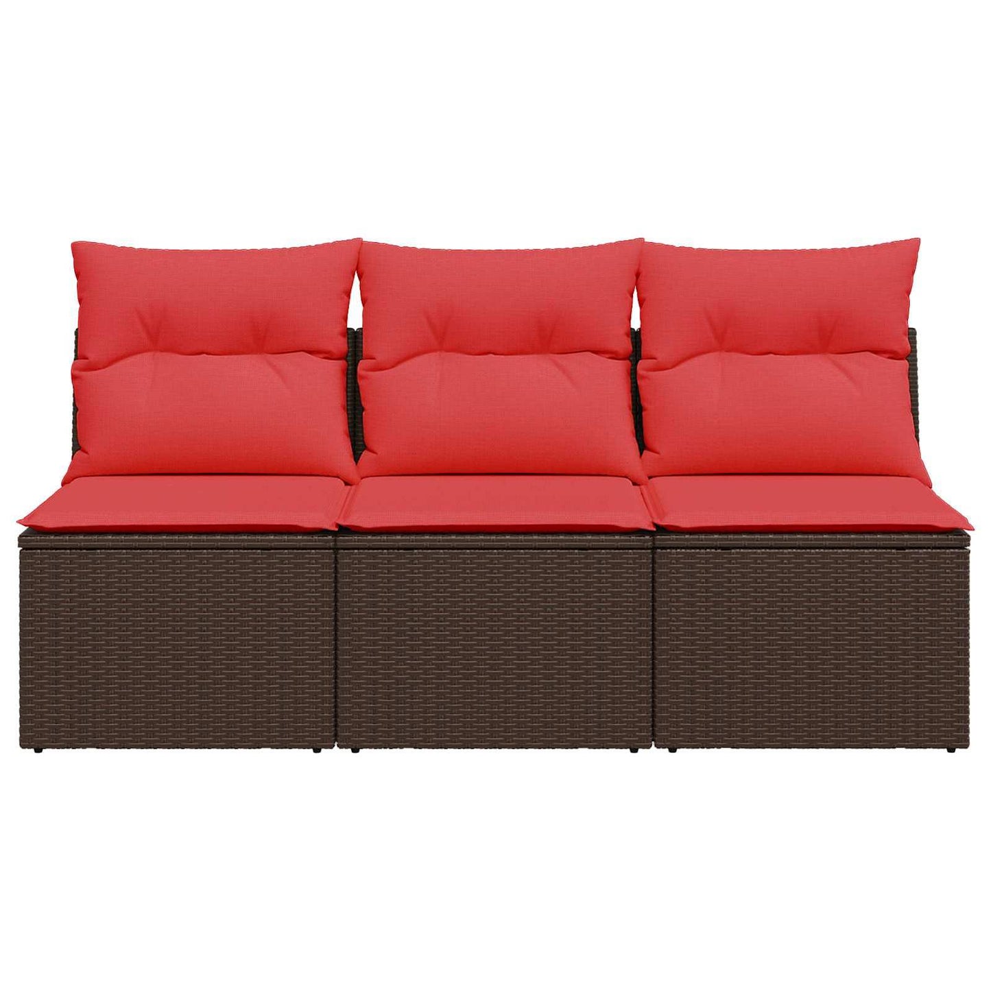 Divano da giardino con cuscini a 3 posti marrone in polyrattan