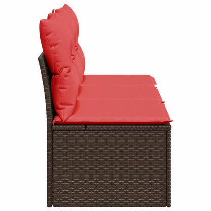 Divano da giardino con cuscini a 3 posti marrone in polyrattan