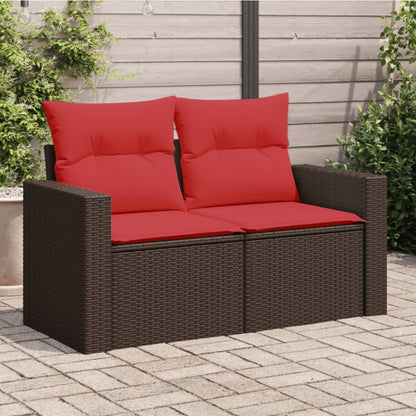 Divano da giardino con cuscini a 2 posti marrone in polyrattan