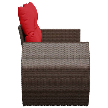 Divano da giardino con cuscini a 2 posti marrone in polyrattan