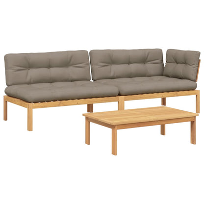 Set Divano Pallet Giardino 3pz con Cuscini Massello Acacia