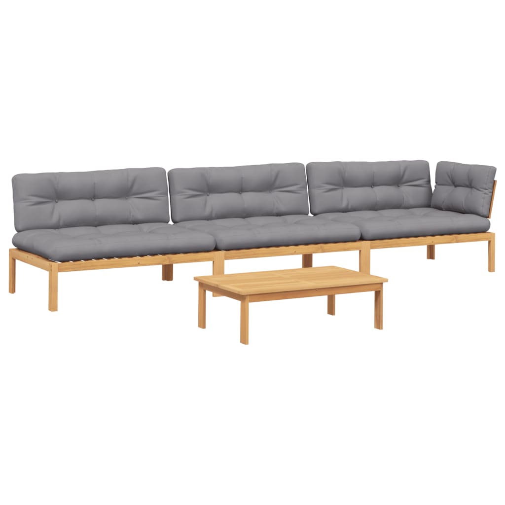Set Divani Pallet Giardino 4pz Cuscini Legno Massello Acacia
