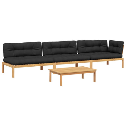 Set Divani Pallet Giardino 4pz Cuscini Legno Massello Acacia