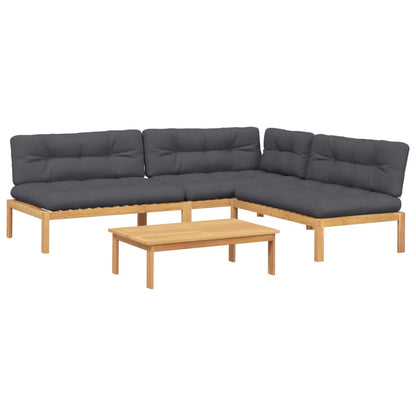 Set Divani Pallet Giardino 4pz Cuscini Legno Massello Acacia