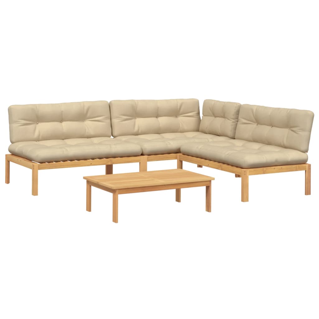 Set Divani Pallet Giardino 4pz Cuscini Legno Massello Acacia