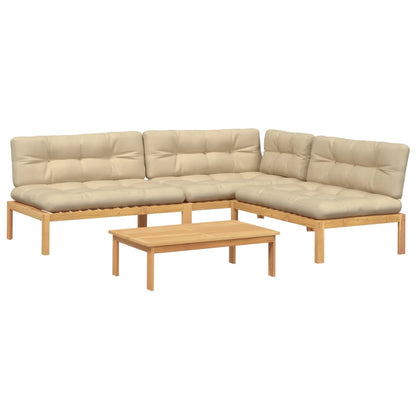 Set Divani Pallet Giardino 4pz Cuscini Legno Massello Acacia