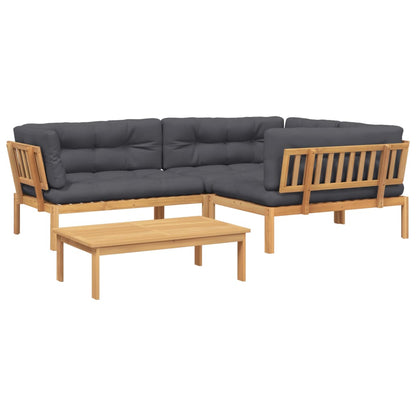 Set Divani Pallet Giardino 4pz Cuscini Legno Massello Acacia