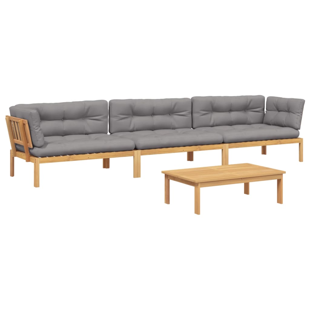 Set Divani Pallet Giardino 4pz Cuscini Legno Massello Acacia