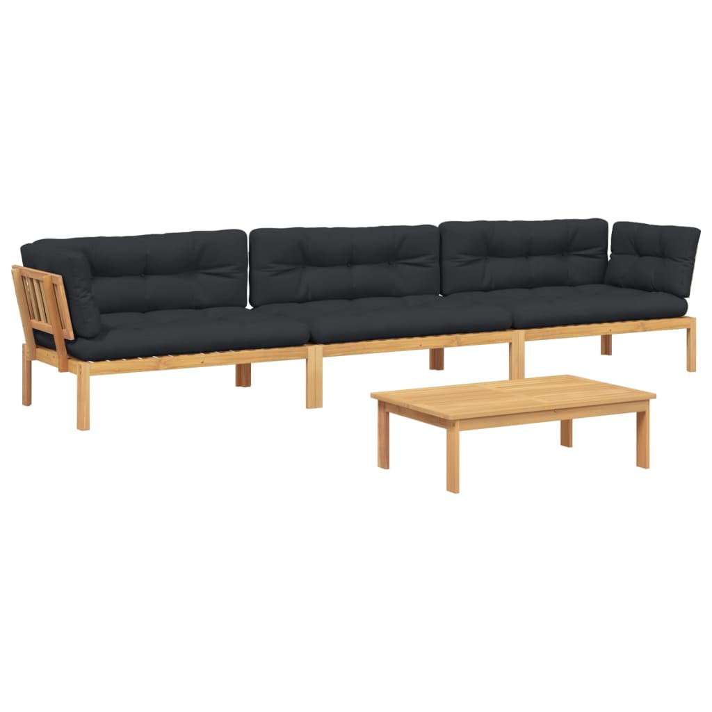 Set Divani Pallet Giardino 4pz Cuscini Legno Massello Acacia