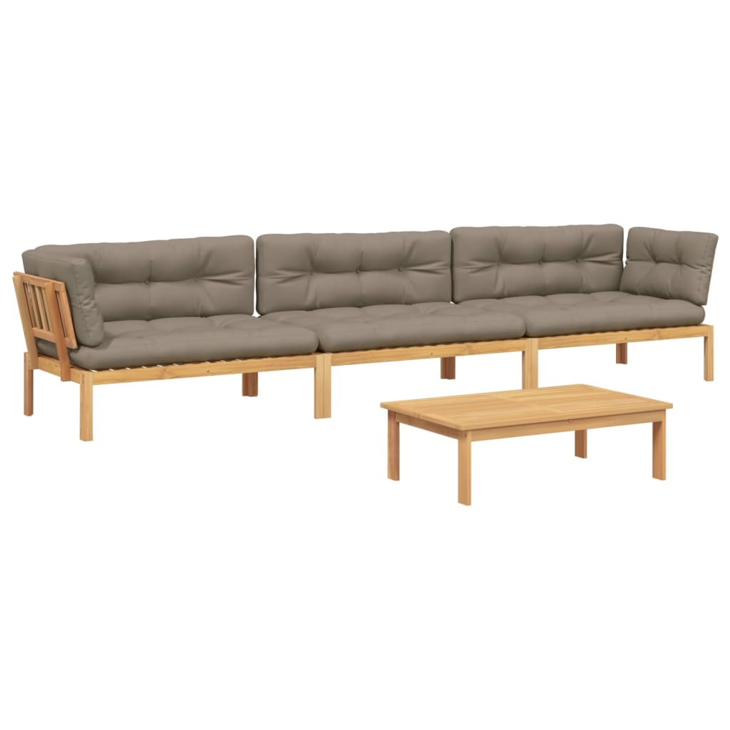Set Divani Pallet Giardino 4pz Cuscini Legno Massello Acacia
