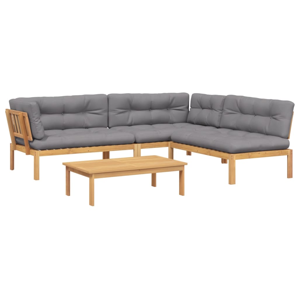 Set Divani Pallet Giardino 4pz Cuscini Legno Massello Acacia