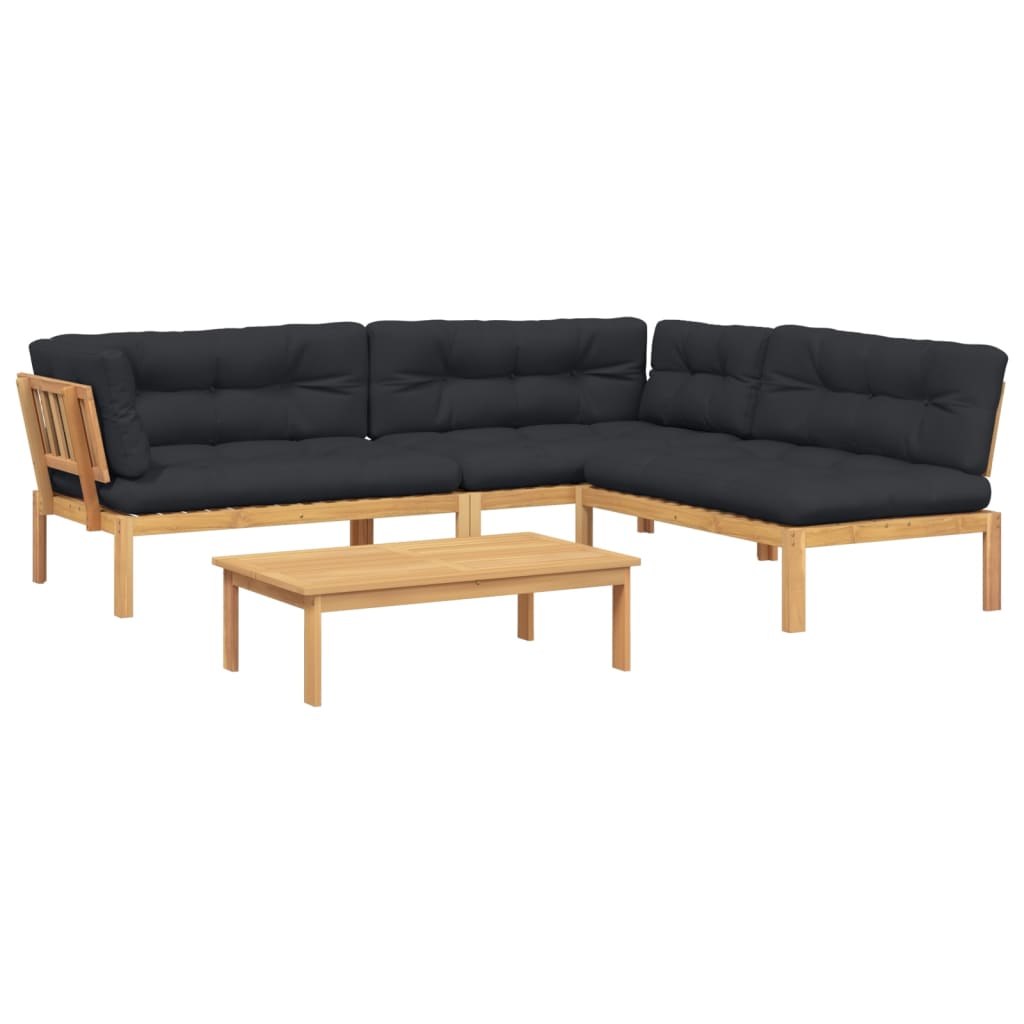 Set Divani Pallet Giardino 4pz Cuscini Legno Massello Acacia
