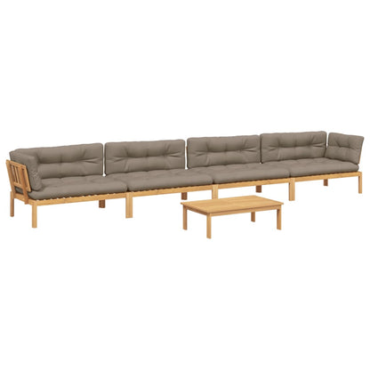 Set Divano Pallet Giardino 5pz con Cuscini Massello Acacia