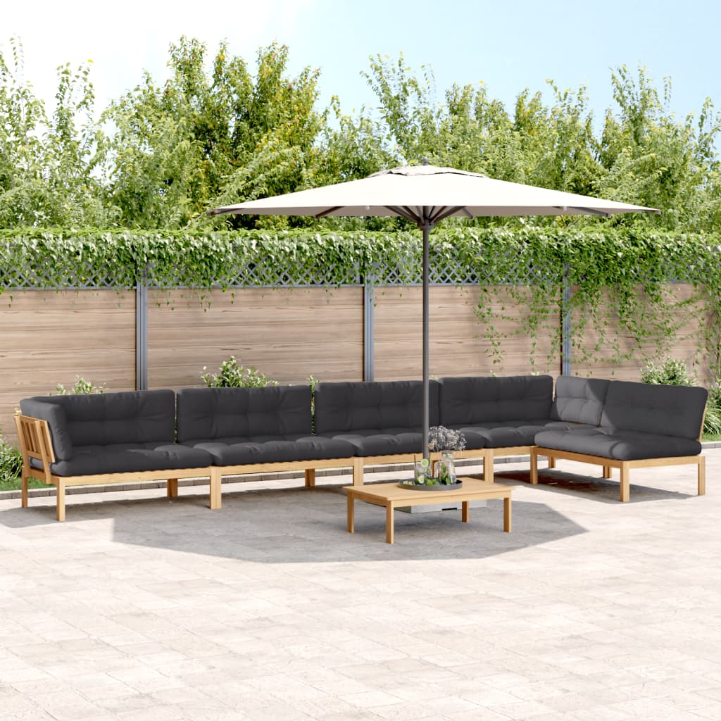 Set Divano Pallet da Giardino 6 pz con Cuscini Massello Acacia