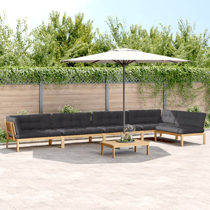 Set Divano Pallet da Giardino 6 pz con Cuscini Massello Acacia