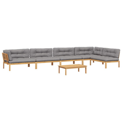 Set Divano Pallet da Giardino 6 pz con Cuscini Massello Acacia