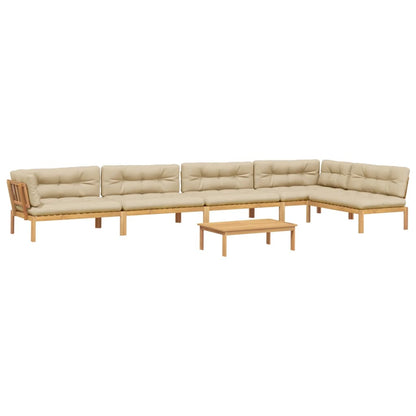 Set Divano Pallet da Giardino 6 pz con Cuscini Massello Acacia