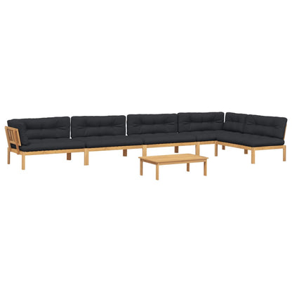 Set Divano Pallet da Giardino 6 pz con Cuscini Massello Acacia