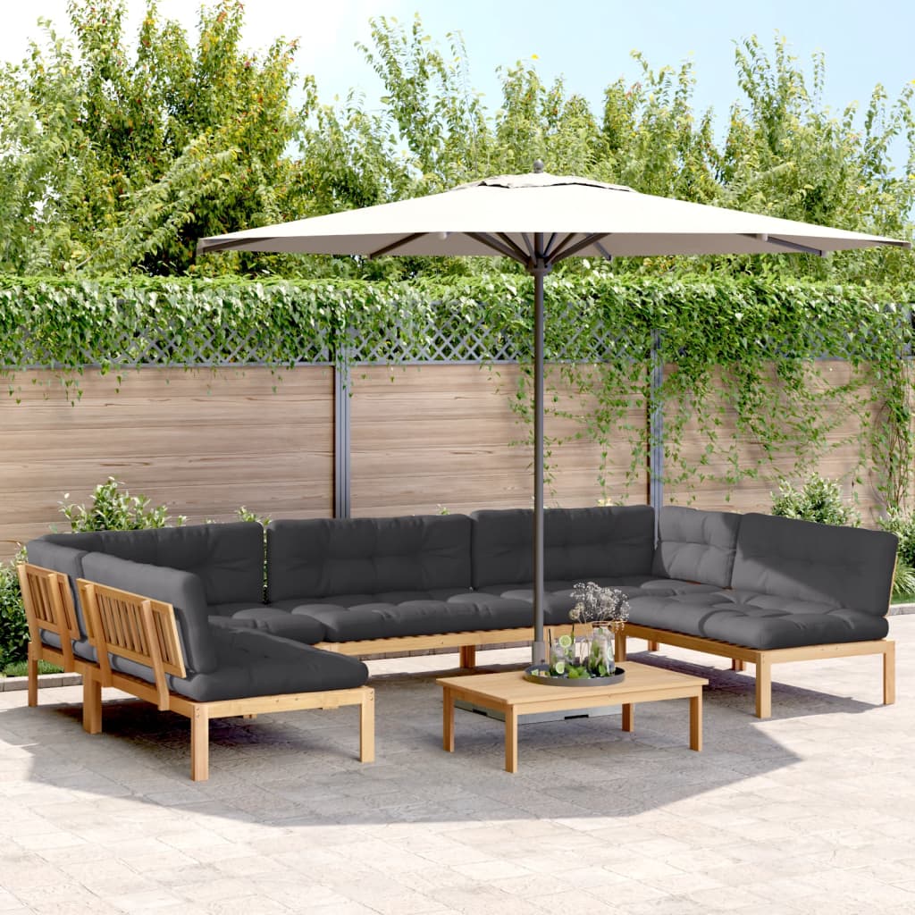 Set Divano Pallet da Giardino 6 pz con Cuscini Massello Acacia