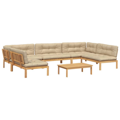 Set Divano Pallet da Giardino 6 pz con Cuscini Massello Acacia