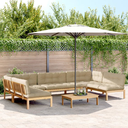 Set Divano Pallet da Giardino 6 pz con Cuscini Massello Acacia