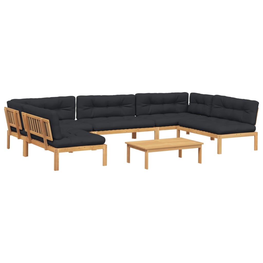 Set Divano Pallet da Giardino 6 pz con Cuscini Massello Acacia