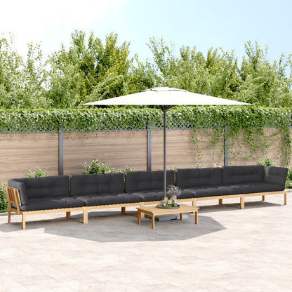 Set Divano Pallet da Giardino 6 pz con Cuscini Massello Acacia