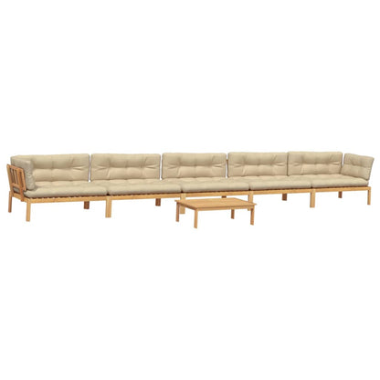 Set Divano Pallet da Giardino 6 pz con Cuscini Massello Acacia