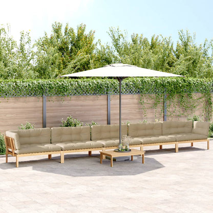 Set Divano Pallet da Giardino 6 pz con Cuscini Massello Acacia