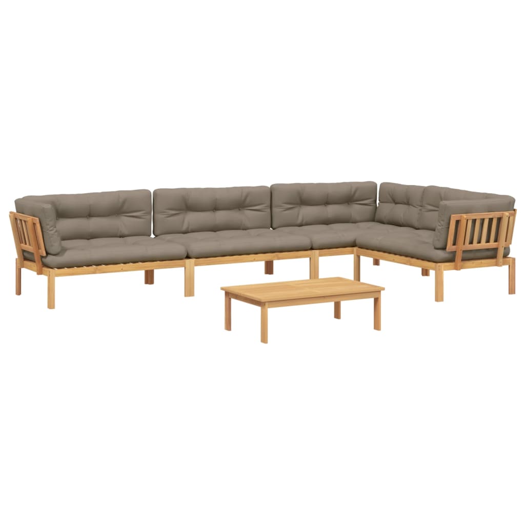 Set Divano Pallet Giardino 5pz con Cuscini Massello Acacia