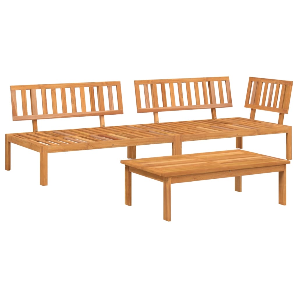 Set Divano Pallet da Giardino 3 pz in Legno Massello di Acacia