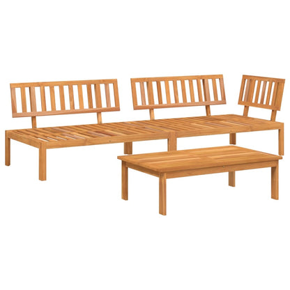 Set Divano Pallet da Giardino 3 pz in Legno Massello di Acacia