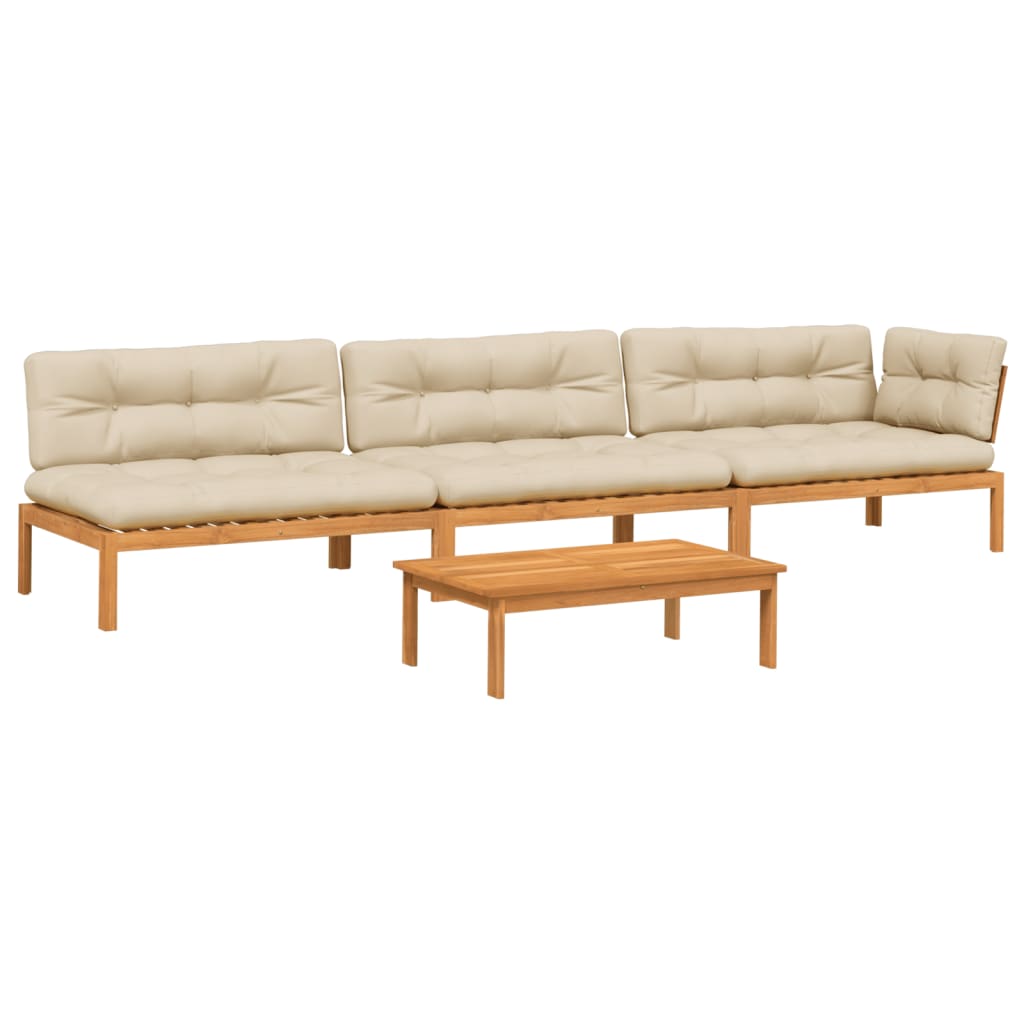 Set Divani Pallet Giardino 4pz Cuscini Legno Massello Acacia