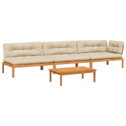 Set Divani Pallet Giardino 4pz Cuscini Legno Massello Acacia
