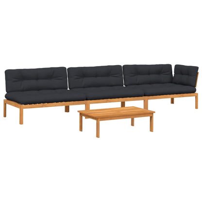 Set Divani Pallet Giardino 4pz Cuscini Legno Massello Acacia
