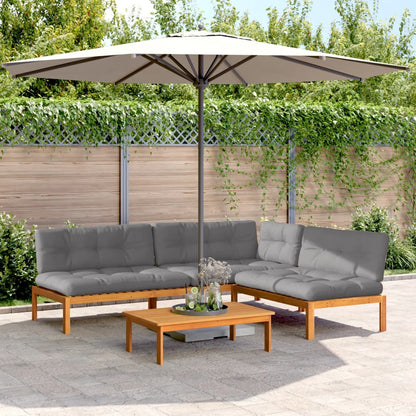 Set Divani Pallet Giardino 4pz Cuscini Legno Massello Acacia
