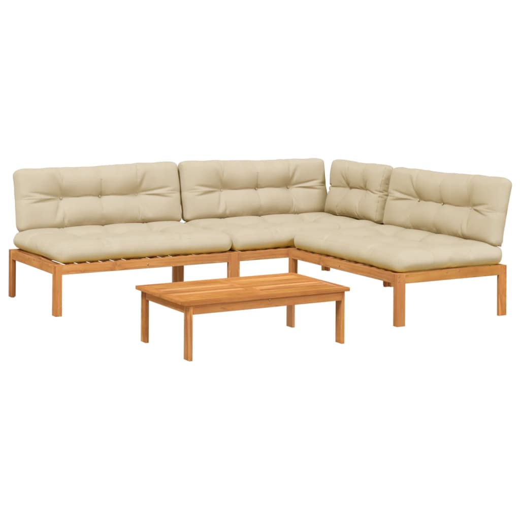 Set Divani Pallet Giardino 4pz Cuscini Legno Massello Acacia