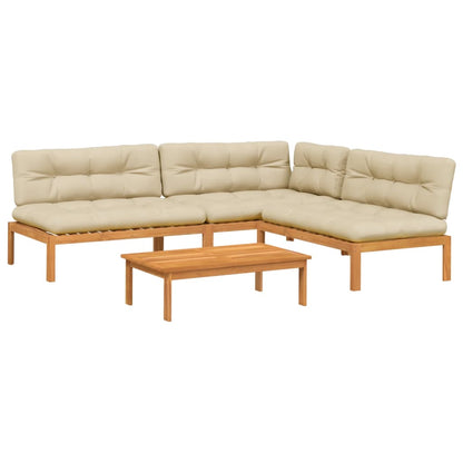 Set Divani Pallet Giardino 4pz Cuscini Legno Massello Acacia