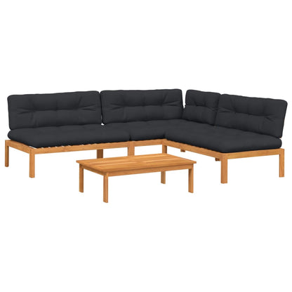 Set Divani Pallet Giardino 4pz Cuscini Legno Massello Acacia