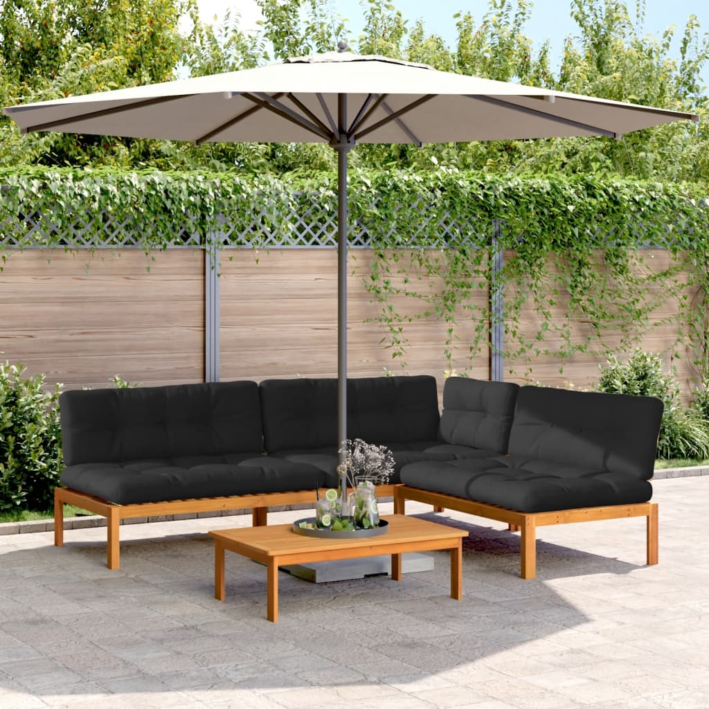 Set Divani Pallet Giardino 4pz Cuscini Legno Massello Acacia