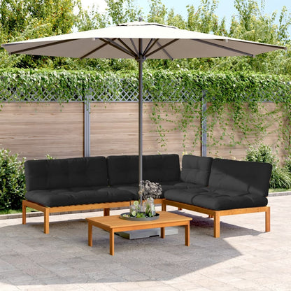 Set Divani Pallet Giardino 4pz Cuscini Legno Massello Acacia